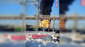 فیلم آخرالزمانی/ انفجار وحشتناک قطار سوخت در روسیه