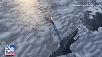 رخداد کم‌نظیر حرکت قایق روی خلیج یخ‌بسته