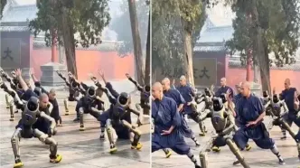 ویدئوی تمرین کونگ‌فوی ربات‌های انسان‌نما با راهبان معبد شائولین