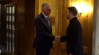 تصویر خبرگزاری میزان از دیدار زلنسکی و رضا پهلوی