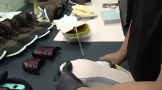 مراحل تولید انبوه کفش های ایمنی در کارخانه ای در کره جنوبی