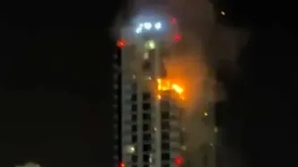 لحظۀ اصابت پهپاد به هتل محل اقامت آمریکایی‌ها