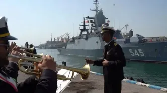 تصویر ناو روسی که در بندرعباس پهلو گرفت