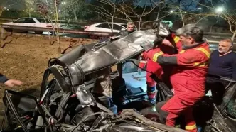 تصادف وحشتناک پراید و کامیون در بزرگراه رستگاری‌مقدم