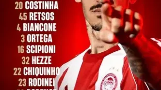 طارمی در ترکیب اصلی المپیاکوس مقابل آاک آتن