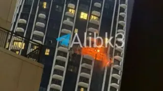 تصویری از هدف قرار دادن برج محل استقرار سربازان آمریکایی در دبی