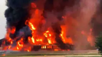 تصاویری از حملات هوایی به انبارهای نفت شهران + عکس