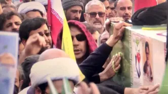 تشییع پیکر وزیر اطلاعات و سه شهید جنگ رمضان در مشهد