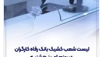 فهرست شعب کشیک بانک رفاه کارگران در استان تهران در روز پنج‌شنبه 21 اسفند ماه اعلام شد