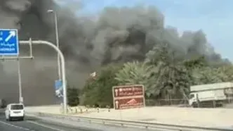 تصاویری از دود عظیم پس از حمله ایران به مواضع آمریکایی در بحرین