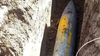 تصویری از بمب عمل‌نکرده در شهرستان کوهدشت