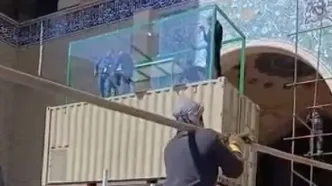 آماده‌سازی محل وداع با پیکر رهبر انقلاب در مصلی