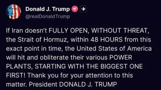 دونالد ترامپ برق ایران را تهدید کرد | اگر تنگه هرمز را ظرف ۴۸ ساعت...