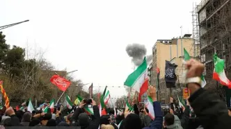 لحظه حمله به حوالی محل تشییع شهدا در همدان