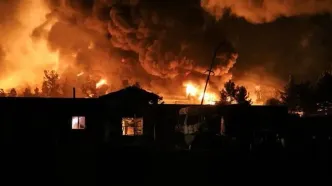 تصاویری از حملات هوایی به انبارهای نفت شهران