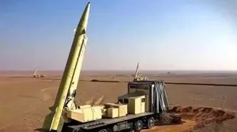 تصویر موشکی که به یاد دختران شهید میناب شلیک شد