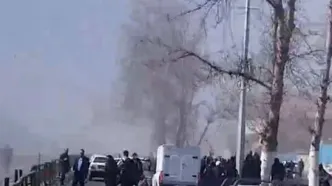 تصاویری از حمله موشکی به منطقه‌ای در نزدیکی برج آزادی