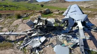 لاشه یک پهپاد هرمس ۹۰۰ اسرائیلی در بخش گرمسیری الوار اندیمشک/ عکس