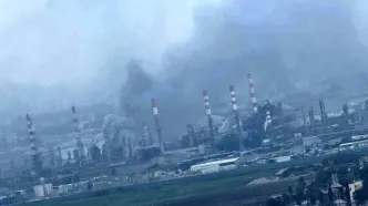 وضعیت پالایشگاه حیفا بعد از اصابت موشک‌های ایران/ ویدئو