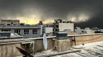 تصاویری از غبار انفجار انبار نفت بر تن تهران