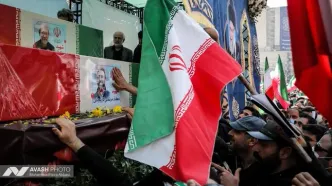 مراسم تشییع «علی لاریجانی»، «غلامرضا سلیمانی» و قهرمانان «ناو دنا»