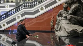 تصاویر؛  رونمایی کیم از بنای یادبود سربازان کشته شده در جنگ اوکراین