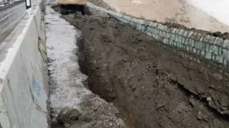 دقایقی پیش، رانش زمین در آزادراه تهران _ پردیس