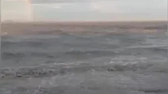 جلوه رنگین کمان بر فراز دریاچه ارومیه