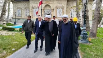 بازدید نمایندگان مجلس از خسارت‌های کاخ سعدآباد در جنگ