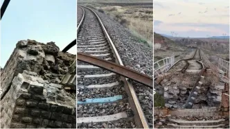 خسارات  پل راه‌آهن امین آباد زنجان پس از حمله هوایی