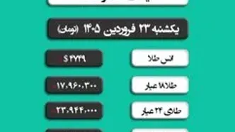 قیمت طلا امروز یکشنبه ۲۳ فروردین ۱۴۰۵ | قیمت سکه امروز+ ویدئو