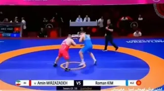 ویدئو: پیروزی میرزازاده برابر حریف قزاقستانی در وزن 130 کیلوگرم