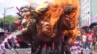 آتش زدن مجسمه ترامپ و نتانیاهو در فیلیپین