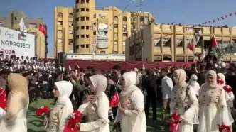 جشن عروسی ۱۰۰ زوج در غزه