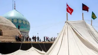 تصاویر؛ برپایی خیمه محرم در صحن امامزاده موسی مبرقع(ع)