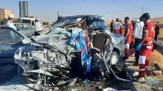 برخورد شدید ۳ خودرو در ساوه جزئیات مصدومان حادثه