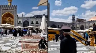 آماده‌سازی صحن‌ های حرم مطهر رضوی در آستانه فرارسیدن ماه محرم