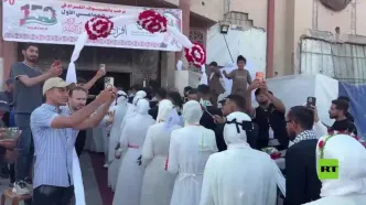 جشن عروسی ۱۵۰ زوج در میان ویرانه‌های غزه