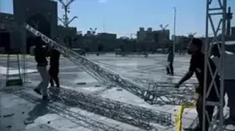 آماده‌سازی حرم امام رضا برای تدفین رهبر انقلاب