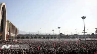 اقامه نماز بر پیکر رهبر شهید انقلاب در مصلای تهران