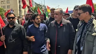 حضور رئیس سازمان انرژی اتمی ایران در مراسم تشییع رهبر شهید انقلاب اسلامی
