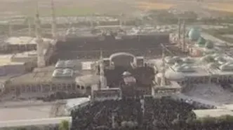 تصویر هوایی از مراسم تشییع رهبر شهید در مسجد جمکران