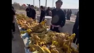 پذیرایی با کباب بره از زائران اربعین در عراق