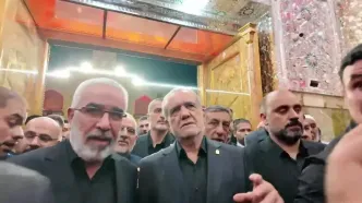 ببینید| دعای زائران حرم امیرالمومنین برای دکتر پزشکیان؛ دست علی به همراهت