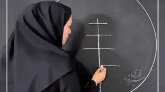 نقاشی‌ خلاقانه خانم‌معلم سبزواری روی تخته‌سیاه
