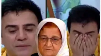 حال خراب عمو پورنگ در مراسم خاکسپاری مادرش/ویدیو