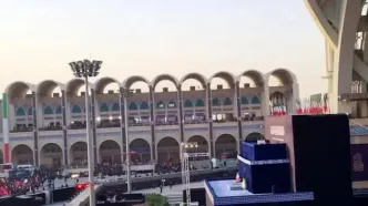 نمایی از جایگاه پیکر رهبر شهید انقلاب در مصلی تهران