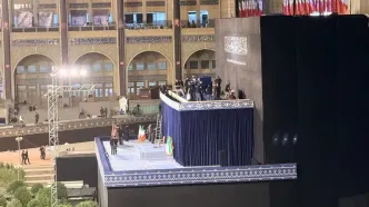 حضور فرزندان رهبر شهید انقلاب در مصلی تهران