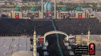اقامه نماز بر پیکرهای مطهر رهبر شهید و خانواده ایشان به امامت آیت‌الله جوادی آملی