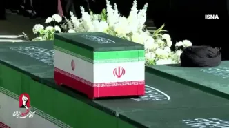 اقامه نماز بر پیکر شهیده زهرا محمدی گلپایگانی نوه ۱۴ ماهه رهبری